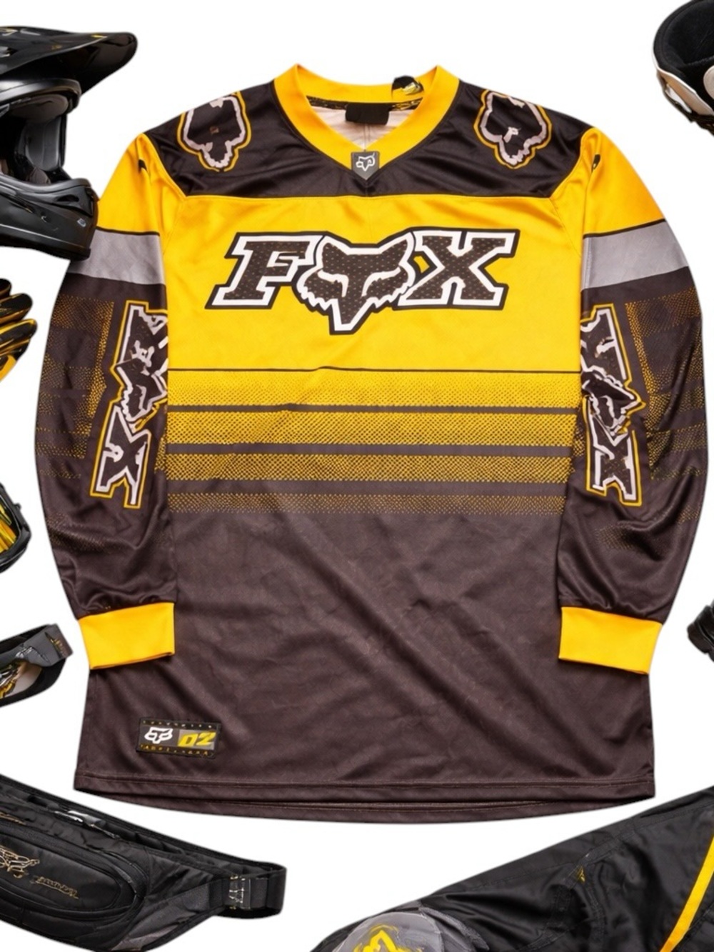 Fox Racing Motocross Jersey Yellow Black Long Sleeve Graphic Large ATV in GUC